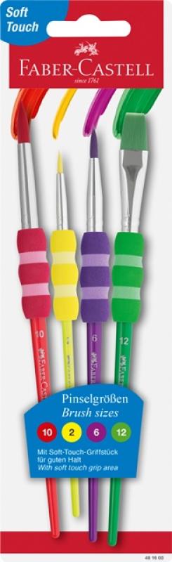 Faber-Castell Pinselset 4er-Set 3 Haar- + 1 Borstenpinsel Softgriffstück
